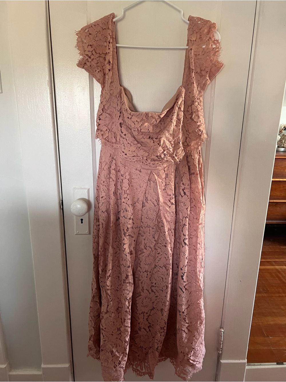 ASOS Dusty Rose Lace Midi Dress